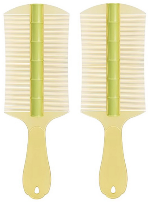 비바이원 촘촘한 머릿니 제거 손잡이 참빗, 2개, 녹색