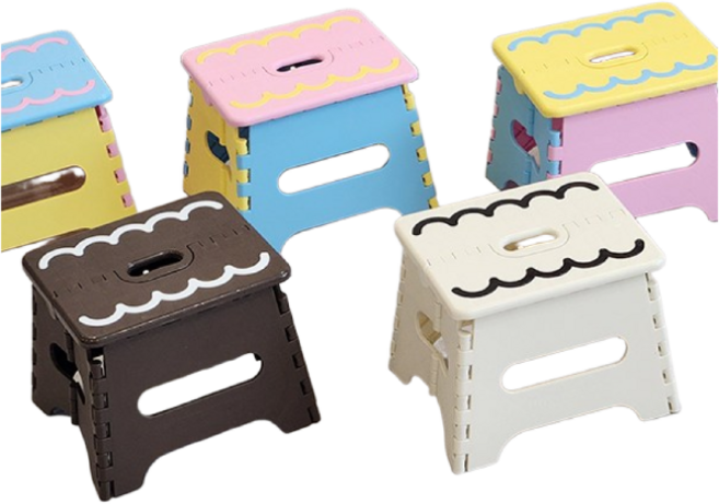 안전잠금 접이식 의자 간이 미니의자 플라스틱 소형 발받침 스툴 체어, 브라운, 1개