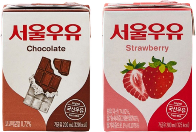 서울멸균우유 24팩 200ml 딸기우유+초코우유 총24팩, 24개