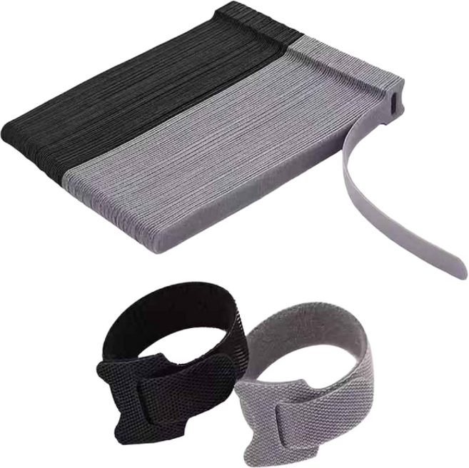 리빅스 전선 정리 고정 벨크로 케이블 타이 20p, 그레이, 1개