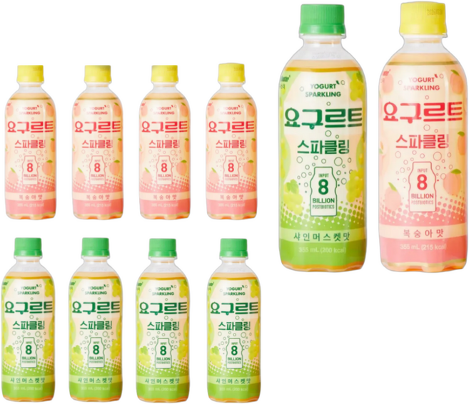 [블링부스터] 요구르트 스파클링 복숭아맛 + 샤인머스켓맛 (5+5), 10개, 355ml