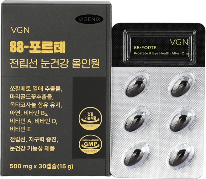 [웰스앤헬스] 비제닉스 88-포르테 전립선 눈건강 올인원 쏘팔메토 옥타코사놀 루테인 전립선 남성영양제, 1박스, 30정 - 쿠팡