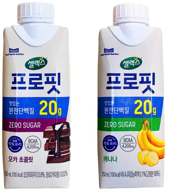 셀렉스 프로핏 모카 초콜릿 250ml + 셀렉스 프로핏 바나나 250ml, 36개