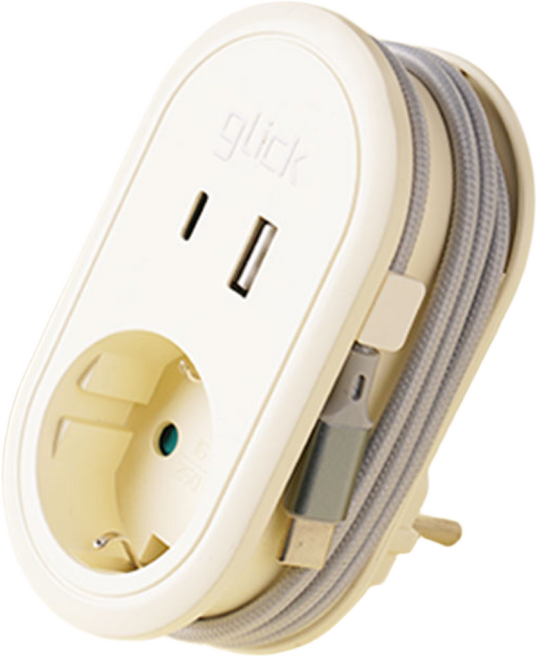 지클릭커 멀티마스터롤 고용량 4000W C타입 휴대용 콘센트 USB 멀티탭 1구 NB703PD, 크림베이지, 1개