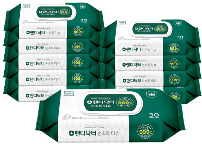 모나리자 핸디닥터 손소독티슈 30매 캡형 10개 물티슈