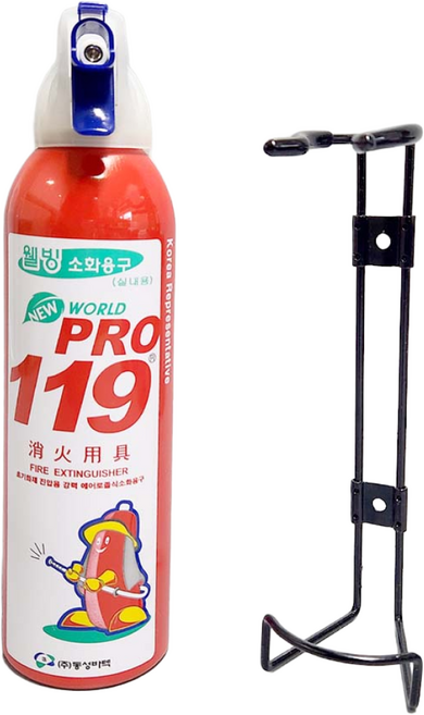 [NEW]월드프로119 스프레이형 간이소화기 255ml + 거치대/초기화재 진압용, 1개