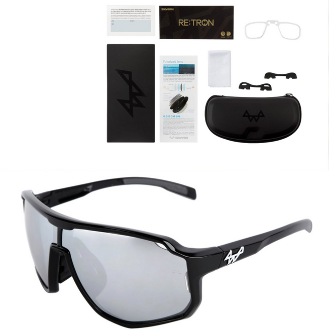 소다몬 RETRON RT3301 시리즈 편광 변색 스포츠 선글라스 전용케이스 클리너 도수클립 코패드, [1] RT3301-C01 실버편광, 1개