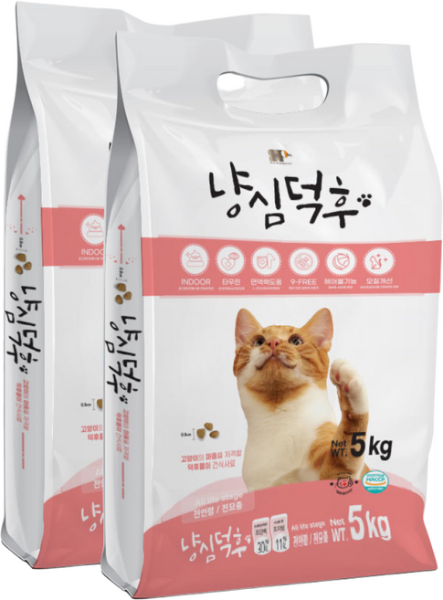 냥심덕후 고단백 고양이 대용량 사료, 5kg, 2개, 닭