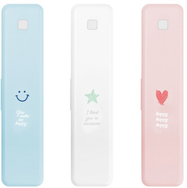 유아 휴대용 무선 어린이집 유치원 칫솔살균기 건전지, 핑크, 하트