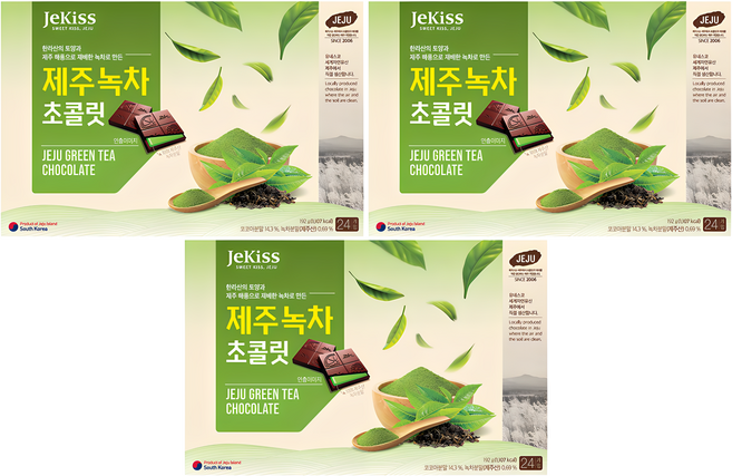 제키스 제주 녹차 초콜릿, 192g, 3개