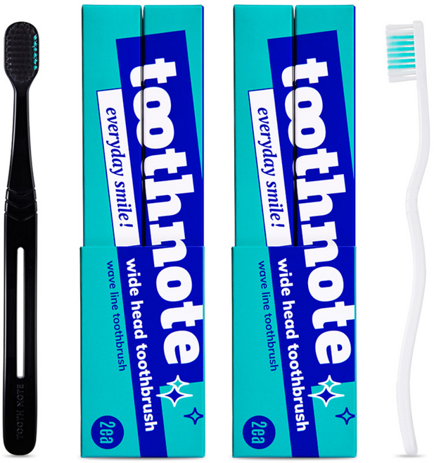 투스노트 미세모 6열 광폭헤드 스퀴저 칫솔, 2개입, 2박스