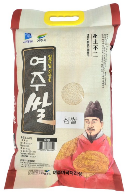 대왕님표 경기 여주산 백옥찹쌀 100%단일미 햅쌀, 1개, 4kg