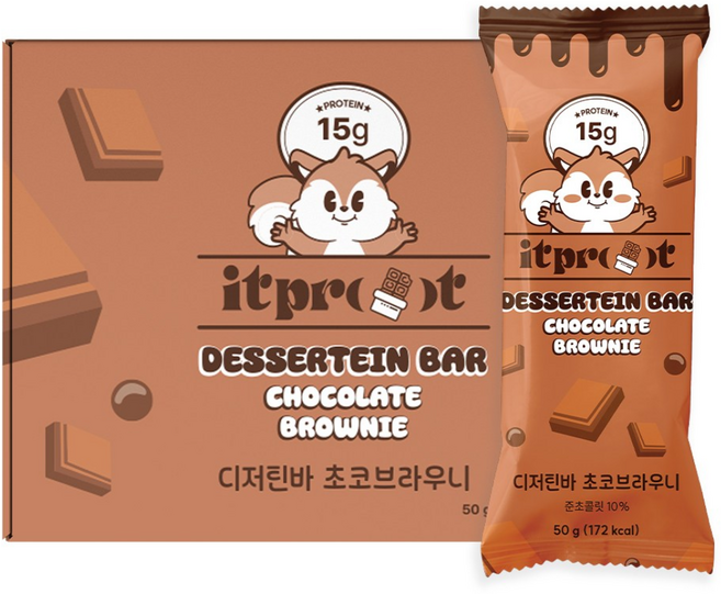 잇프롯 디저틴바 초코 브라우니 맛 프로틴바 단백질바 다이어트간식, 9개, 50g