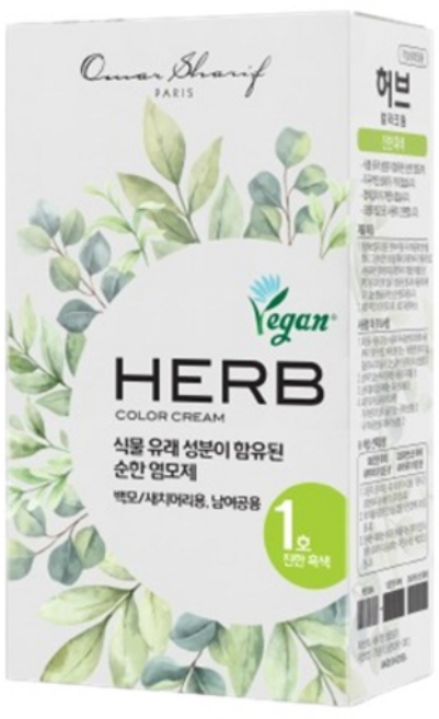 동성제약 허브 칼라크림 비건 염모제 / 백모 새치머리용, 1호 진한 흑색, 1개