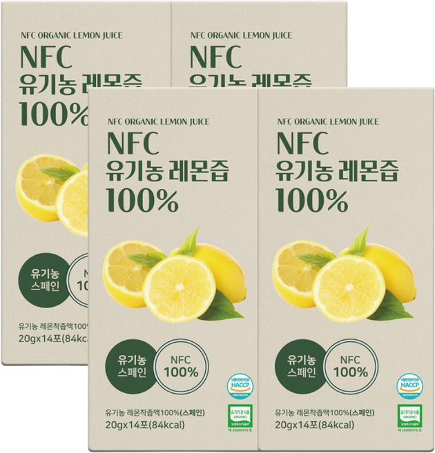 네오푸드 스페인 NFC100 유기농 레몬즙 스틱 4박스, 56개, 20ml