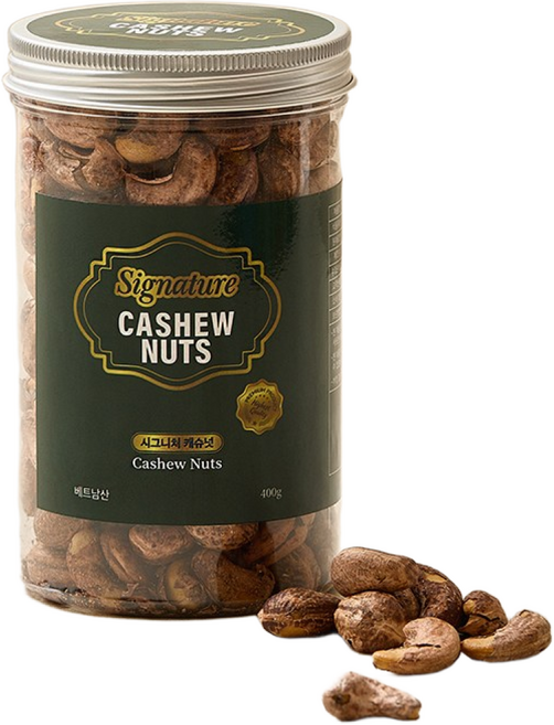 껍질째 먹는 볶은 시그니처 캐슈넛 견과류 알맹이가 큰 캐슈넛/클수록 높은 등급, 400g, 1개