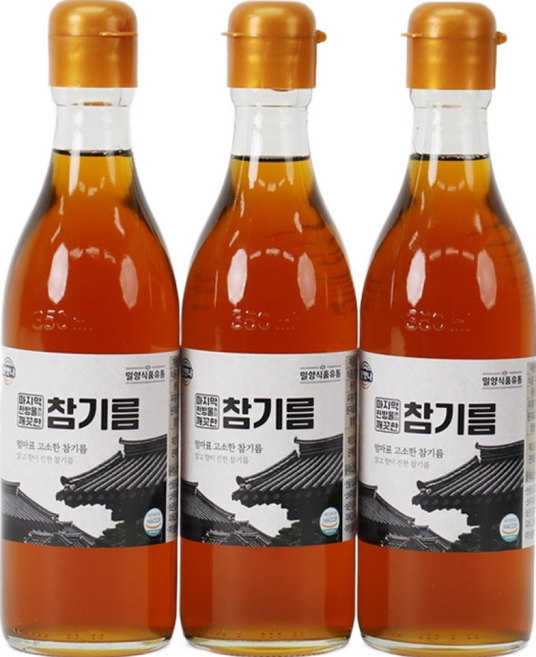 저온압착 통참깨 방앗간 여과 참기름 [참맛나참기름], 3개, 350ml