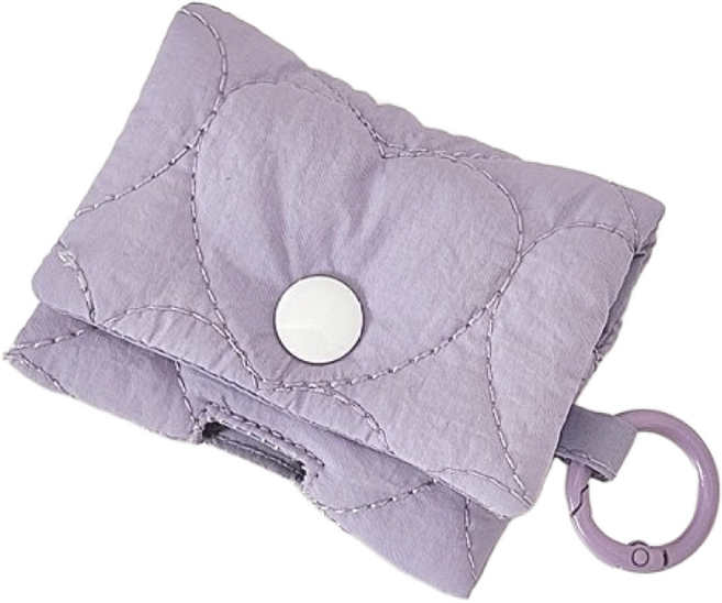 미소데이샵 하트 누빔 퀼팅 에어팟 파우치 키링, 퍼플