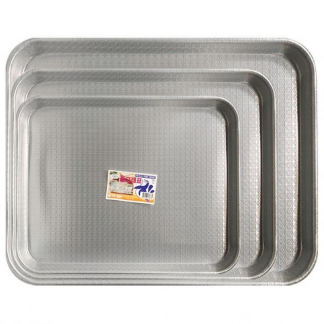 [셰프앤쿡] 대원 돌고래 직사각 쟁반 엠보싱형, SILVER, 1개