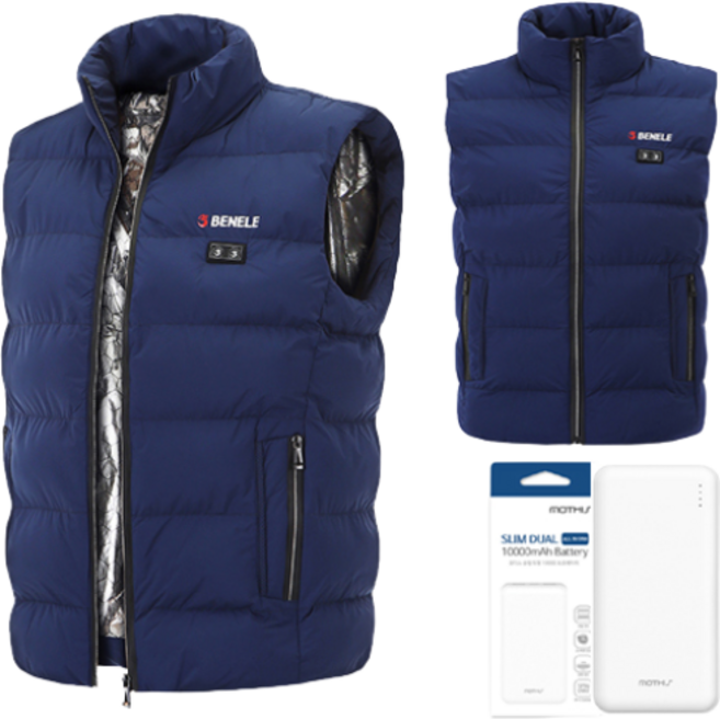 베네레 발열조끼+보조배터리포함 usb스마트 보온 온열 방한 조끼 패딩조끼V-100