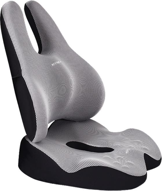 스톤플 고밀도 메모리폼 차량 사무용 허리 지지 방석 세트, 차콜 그레이