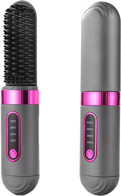 YONO 무선 빗고데기 음이온 헤어 브러쉬 4단계 온도조절 매직기 4000mah, 그레이
