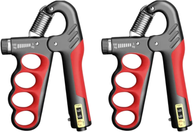 XTRADE 소방 전완근 운동기구 스프링 악력기 카운팅, 레드, 2개