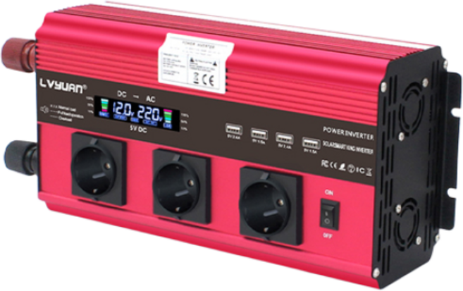 루앤 차량용 LCD 인버터 유사계단파 6000W 220V 60hz 한국형 KC인증, 1개, 레드 6000W 전압 12V