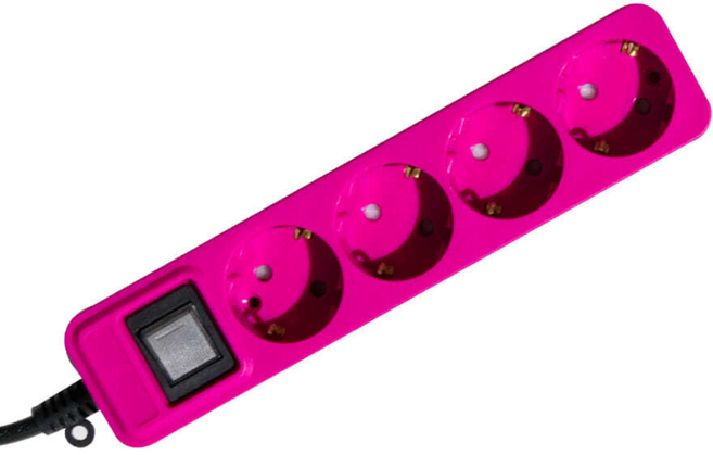 바나코 컬러 플러그 멀티탭 4구, 2m, 핑크, 1개