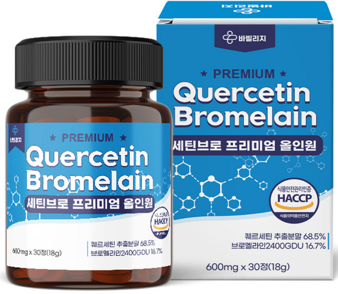 세틴브로 퀘르세틴 브로멜라인 케르세틴 노스릴리브, 1개, 30정