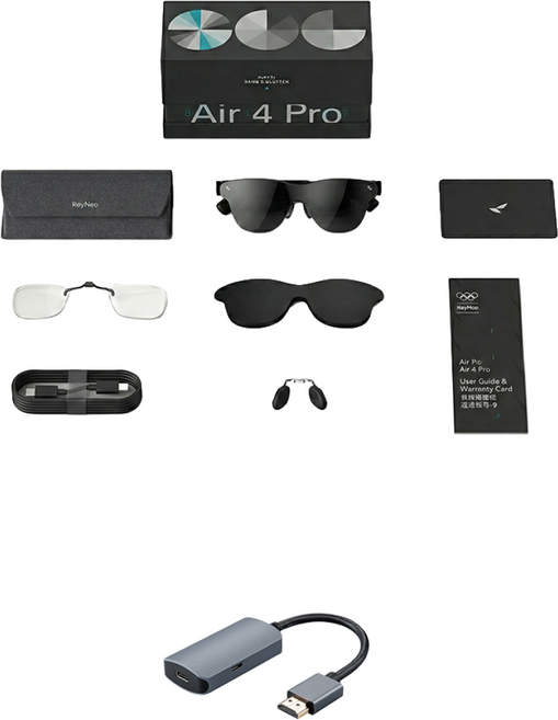 TCL RayNeo Air4 Pro + HDMI 어뎁터[공식스토어] / AR글래스 / Bang Olufsen Audio / HDR지원 / 스마트안경, 1개, RayNeo Air4 Pro/XRGF39