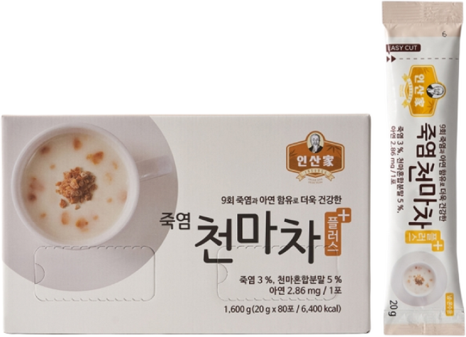 인산가 인산죽염 죽염 천마차 플러스 20g 죽염본가 [정품판매자 사업자 번호 660-58-00496], 1.6kg, 80개입, 4개