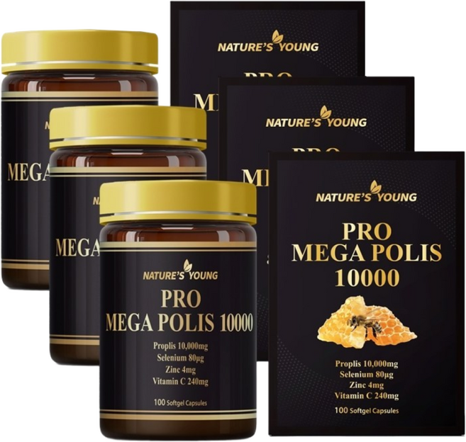 (2+1) 고함량 프로메가폴리스10000mg 호주 정통 브라운 프로폴리스 100캡슐, 3개, 100정