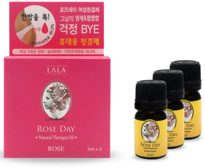 라라 로즈데이 시즌1 이너퍼퓸 일랑일랑향 5ml 10ml 여성청결제 아로마테라피 속옷 한방울, 3개 - 쿠팡