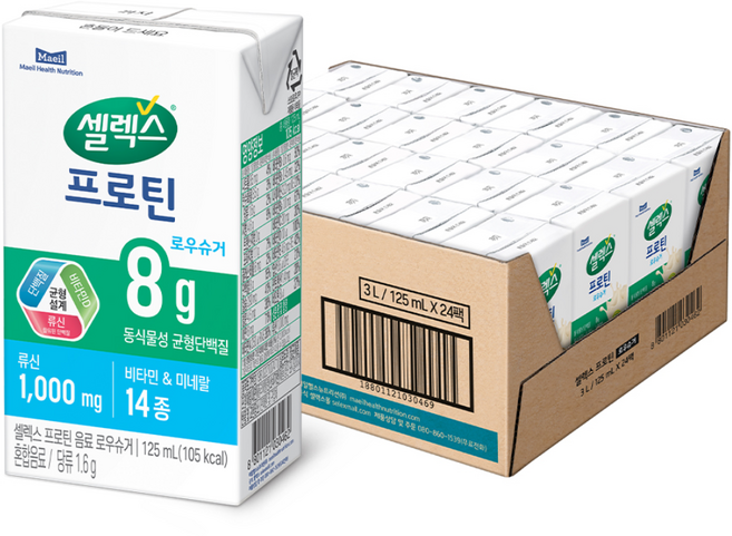 셀렉스 프로틴 로우슈거, 125ml, 24개