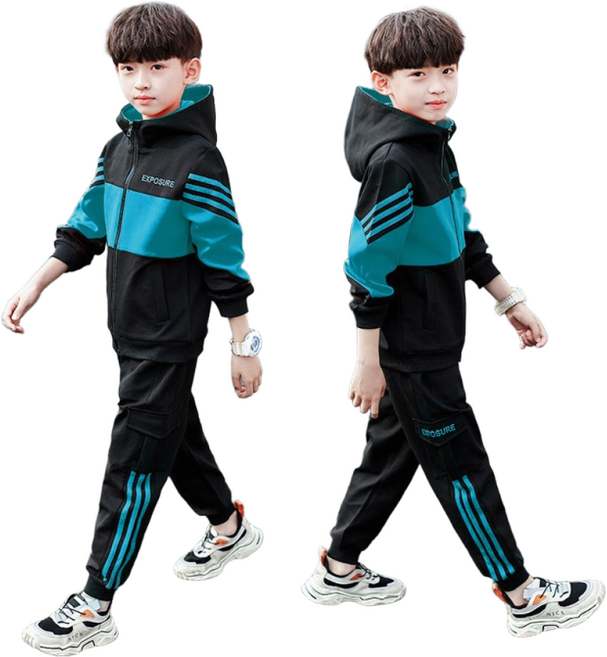 천하오 남아 봄가을 상하세트 캐주얼 프린트 후드 지포 포인트 초등학생 투피스