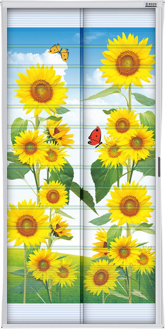 엔케이롤 현관문 자동롤 방충망 자석방충망, 해바라기 고급형, 1개