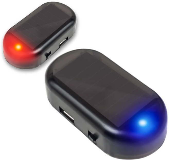 헬스와미 자동차 태양열 가짜 보안 라이트 경고등 도난 방지 장치, 1개, 블루