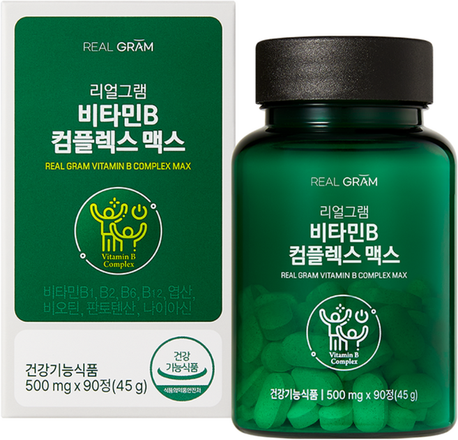 [신규입고] 리얼그램 비타민B컴플렉스 8종비타민B 200% 고함량, 90정, 1개