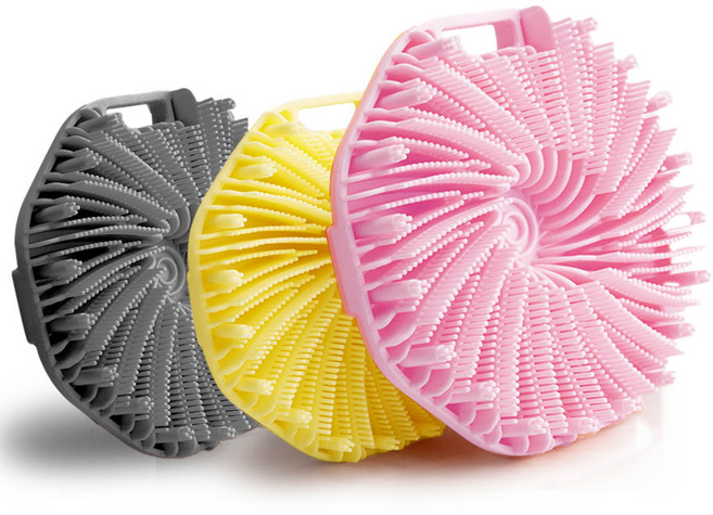 깔끔더하기 실리콘 바디 브러쉬 마사지 각질제거 샤워타월, 핑크, 1개