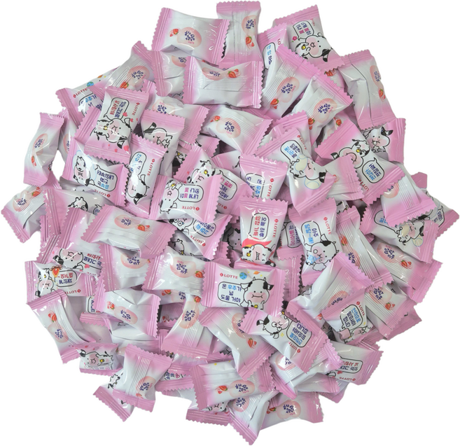 롯데제과 대용량 폭신폭신 말랑카우 딸기우유 간식 사탕 츄잉캔디 100개, 롯데웰푸드 롯데제과 대용량 말랑카우 딸기우유 사무실간식, 110개