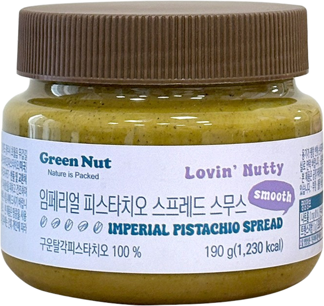 임페리얼 피스타치오 스프레드 100% 스무스 견과류 버터 페이스트, 1개, 190g