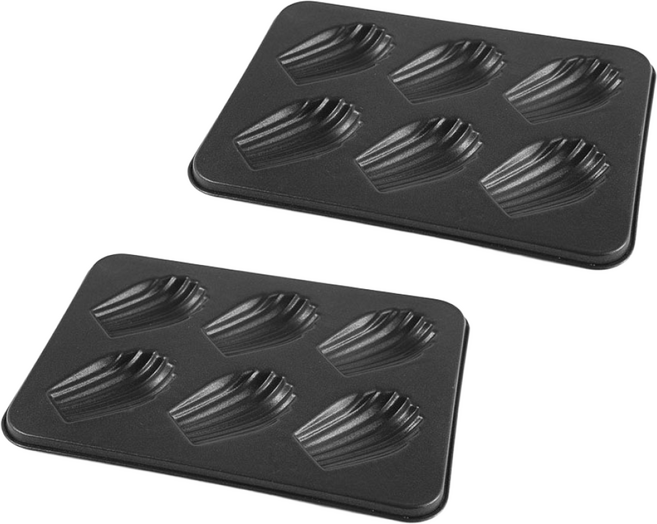 이홈베이킹 모양팬 6구 마드렌부채판 블랙, 1세트