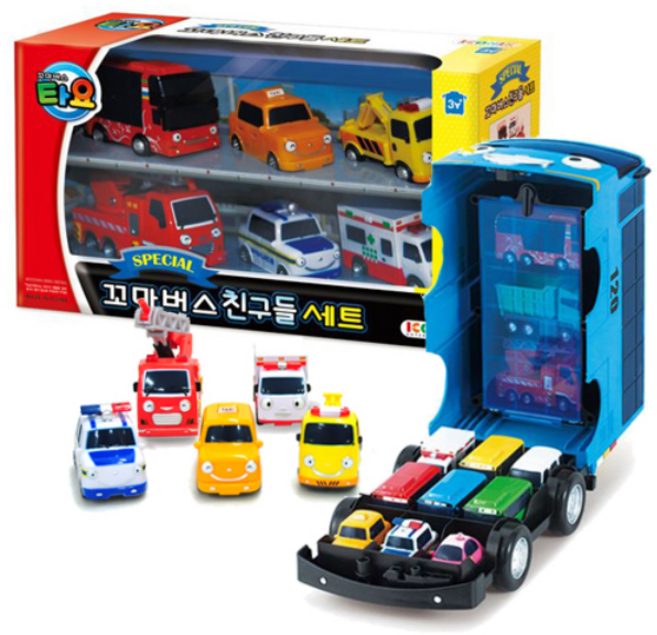 타요 미니카 캐리어 + 타요 친구들 미니카 6종 세트, 혼합색상, 1개