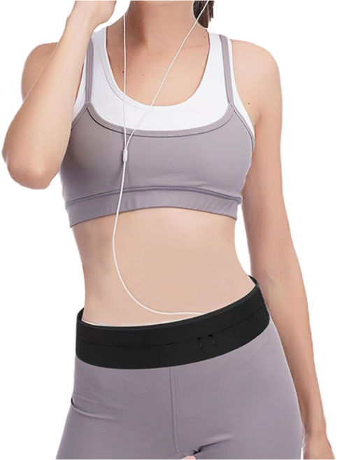 미소라인 초경량 러닝 플립 벨트 가방 힙색, 블랙, 1개