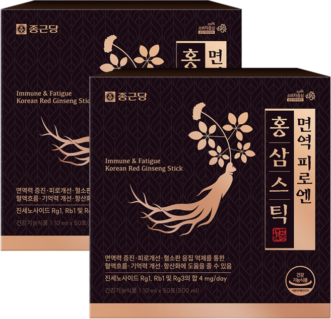 종근당 면역 피로엔 홍삼스틱, 2개, 500ml