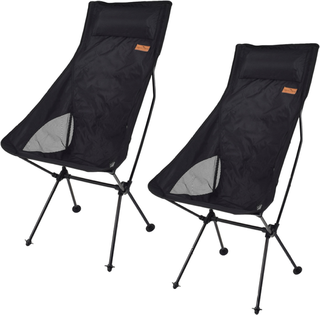 키스톤 초경량 캠핑의자 RELAX 하이백 1+1, 2개, 블랙