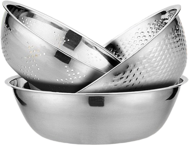 스테인레스 믹싱볼 3종세트, 믹싱볼27cm / 쌀함지박25cm / 타공볼23cm, 1개