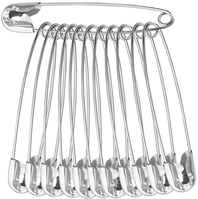 옷핀 8호 65mm 크롬 옷핀 대형 6.5cm, 12개, 실버