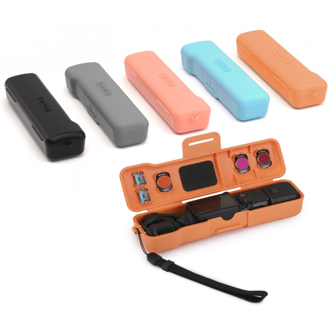 써니라이프 dji 오즈모포켓3 컬러플 프로텍티브 랜야드 케이스 액션캠 짐벌카메라 악세사리, 블루